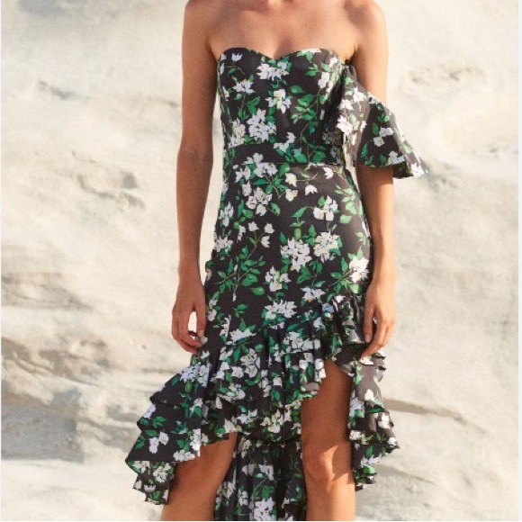 Caroline Constas Nave Floral Cocktail Or Black Tie Dress Xs